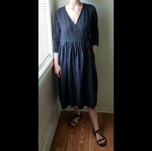 Simply Grey Linen Wrap Dress
